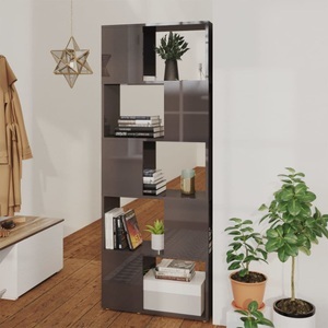 vidaXL, vidaXL Bücherregal Raumteiler Hochglanz-Grau 60x24x155 cm, vidaXL Bücherregal Raumteiler Hochglanz-Grau 60x24x155 cm