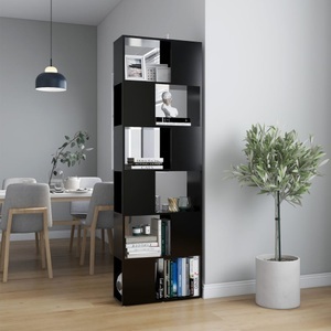 vidaXL, vidaXL Bücherregal Raumteiler Schwarz 60x24x186 cm Spanplatte, vidaXL Bücherregal Raumteiler Schwarz 60x24x186 cm Holzwerkstoff