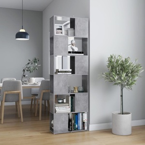 vidaXL, vidaXL Bücherregal Raumteiler Betongrau 60x24x186 cm Spanplatte