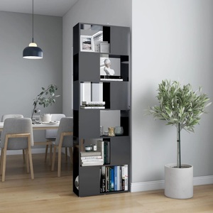 vidaXL, vidaXL Bücherregal Raumteiler Hochglanz-Grau 60x24x186 cm, 