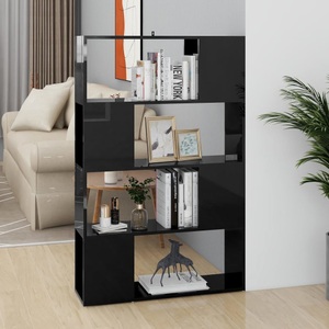 vidaXL, vidaXL Bücherregal Raumteiler Hochglanz-Schwarz 80x24x124,5 cm