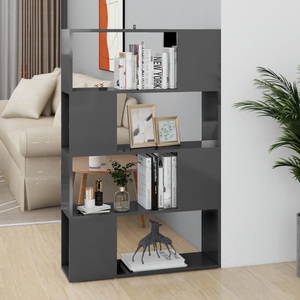 vidaXL, vidaXL Bücherregal Raumteiler Hochglanz-Grau 80x24x124,5 cm, vidaXL Bücherregal Raumteiler Hochglanz-Grau 80x24x124,5 cm
