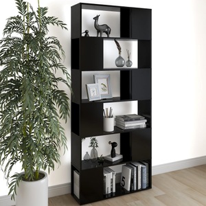 vidaXL, vidaXL Bücherregal Raumteiler Schwarz 80x24x186 cm Holzwerkstoff, vidaXL Bücherregal Raumteiler Schwarz 80x24x186 cm Holzwerkstoff