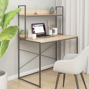 vidaXL, vidaXL Computertisch Schwarz Eiche-Optik 110x60x138cm Holzwerkstoff, 
