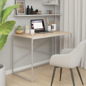 vidaXL, vidaXL Computertisch Weiß und Eiche-Optik 110x60x70 cm Holzwerkstoff, 