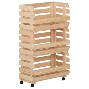 vidaXL, vidaXL Gemüsewagen 37x30x80 cm Massivholz Kiefer, vidaXL Gemüsewagen 37x30x80 cm Massivholz Kiefer