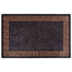 vidaXL, vidaXL Teppich Waschbar 80x150 cm Schwarz und Golden Rutschfest, vidaXL Teppich Waschbar 80x150 cm Schwarz und Golden Rutschfest