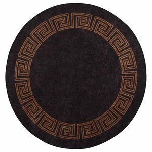 vidaXL, vidaXL Teppich Waschbar Schwarz und Golden ?120 cm Rutschfest, vidaXL Teppich Waschbar Schwarz und Golden ?120 cm Rutschfest