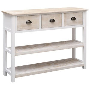 vidaXL, vidaXL Sideboard Weiß und Braun 108x30x76 cm Massivholz Paulownia