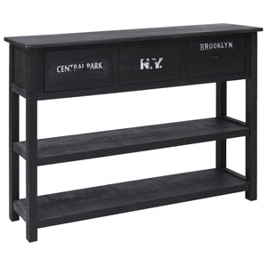 vidaXL, vidaXL Sideboard Schwarz 108x30x76 cm Massivholz Paulownia, 