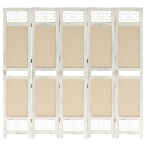 vidaXL, vidaXL 5-tlg. Raumteiler Creme 175x165 cm Stoff, vidaXL 5-tlg. Raumteiler Creme 175x165 cm Stoff