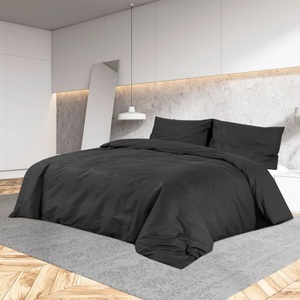 vidaXL, vidaXL Bettwäsche-Set Schwarz 240x220 cm Leichte Mikrofaser, vidaXL Bettwäsche-Set Schwarz 240x220 cm Leichte Mikrofaser