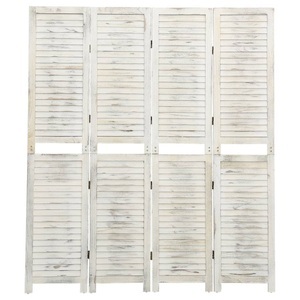 vidaXL, vidaXL 4-Paneel Raumteiler Antik-Weiß 140x165 cm Holz, vidaXL 4-tlg. Raumteiler Antik-Weiß 140x165 cm Holz