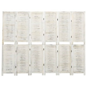 vidaXL, vidaXL 6-tlg. Raumteiler Antikweiß 215x166 cm Massivholz, vidaXL 6-tlg. Raumteiler Antikweiß 215x166 cm Massivholz
