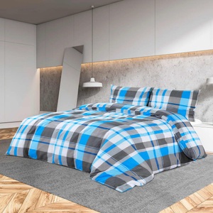 vidaXL, vidaXL Bettwäsche-Set Blau und Grau 200x200 cm Baumwolle, 