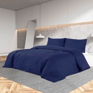 vidaXL, vidaXL Bettwäsche-Set Marineblau 200x200 cm Leichte Mikrofaser, vidaXL Bettwäsche-Set Marineblau 200x200 cm Leichte Mikrofaser