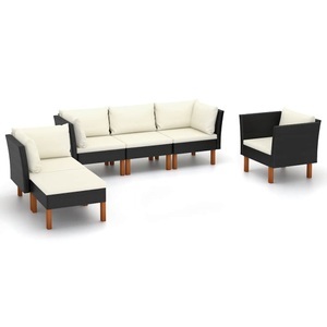 vidaXL, vidaXL 6-tlg. Garten-Lounge-Set Poly Rattan Eukalyptusholz Schwarz