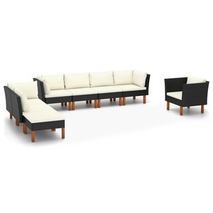 vidaXL, vidaXL 8-tlg. Garten-Lounge-Set Poly Rattan Eukalyptusholz Schwarz