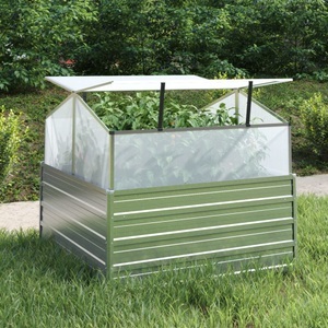vidaXL, vidaXL Garten-Hochbeet mit Gewächshaus 100x100x85 cm Silber, vidaXL Garten-Hochbeet mit Gewächshaus 100x100x85 cm Silber