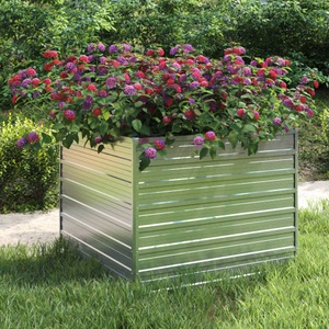 vidaXL, vidaXL Garten-Hochbeet 100x100x77 cm Verzinkter Stahl Silber, vidaXL Garten-Hochbeet 100x100x77 cm Verzinkter Stahl Silber