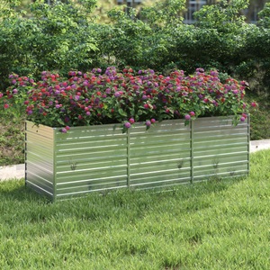vidaXL, vidaXL Garten-Hochbeet 240x80x77 cm Verzinkter Stahl Silbern, vidaXL Garten-Hochbeet 240x80x77 cm Verzinkter Stahl Silbern