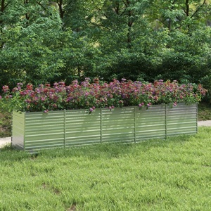 vidaXL, vidaXL Garten-Hochbeet 400x80x77 cm Verzinkter Stahl Silber, vidaXL Garten-Hochbeet 400x80x77 cm Verzinkter Stahl Silber