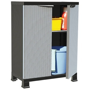 vidaXL, vidaXL Kunststoffschrank 68x39x92 cm Rattan-Design, vidaXL Kunststoffschrank 68x39x92 cm Rattan-Design