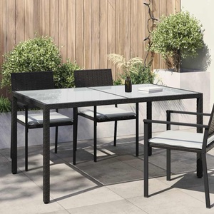 vidaXL Gartentisch 150x90x75 cm Gehärtetes Glas Poly Rattan Schwarz