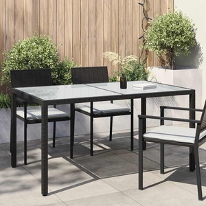 vidaXL, vidaXL Gartentisch 150x90x75 cm Gehärtetes Glas Poly Rattan Schwarz