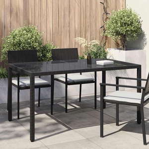 vidaXL Gartentisch 150x90x75 cm Gehärtetes Glas Poly Rattan Schwarz
