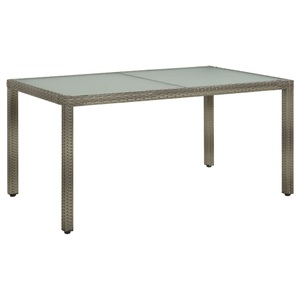 vidaXL, vidaXL Gartentisch 150x90x75 cm Hartglas und Poly Rattan Grau, vidaXL Gartentisch 150x90x75 cm Hartglas und Poly Rattan Grau