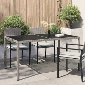 vidaXL Gartentisch 150x90x75 cm Hartglas und Poly Rattan Grau