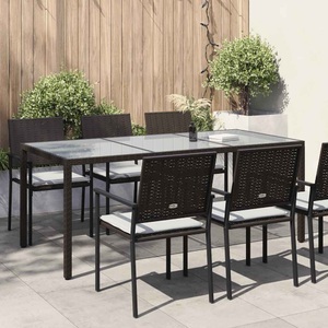 vidaXL, vidaXL Gartentisch Braun 190x90x75 cm Gehärtetes Glas und Poly Rattan