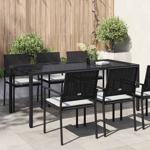 vidaXL, vidaXL Gartentisch Schwarz 190x90x75 cm Gehärtetes Glas Poly Rattan