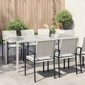 vidaXL Gartentisch Weiß 190x90x75 cm Hartglas und Poly Rattan
