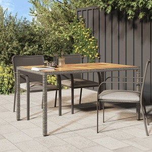 vidaXL, vidaXL Gartentisch 150x90x75 cm Poly Rattan und Akazienholz Grau, vidaXL Gartentisch 150x90x75 cm Poly Rattan und Akazienholz Grau