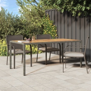 vidaXL, vidaXL Gartentisch 190x90x75 cm Poly Rattan und Akazienholz Grau, vidaXL Gartentisch 190x90x75 cm Poly Rattan und Akazienholz Grau