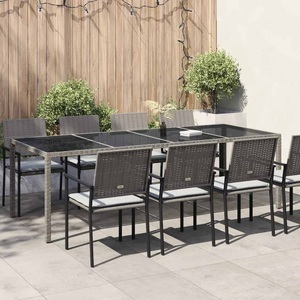 vidaXL, vidaXL Gartentisch Grau 250x100x75 cm Hartglas und Poly Rattan