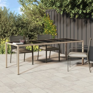 vidaXL, vidaXL Gartentisch Beige 250x100x75 cm Hartglas und Poly Rattan, vidaXL Gartentisch Beige 250x100x75 cm Hartglas und Poly Rattan