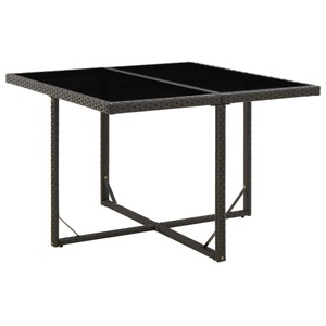 vidaXL, vidaXL Gartentisch Schwarz 109x107x74 cm Poly Rattan und Glas, vidaXL Gartentisch Schwarz 109x107x74 cm Poly Rattan und Glas