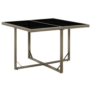 vidaXL, vidaXL Gartentisch Grau 109x107x74 cm Poly Rattan und Glas, vidaXL Gartentisch Grau 109x107x74 cm Poly Rattan und Glas