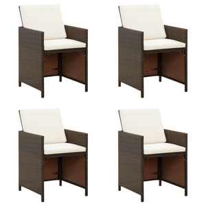 vidaXL, vidaXL Gartenstühle mit Kissen 4 Stk. Poly Rattan Braun, vidaXL Gartenstühle mit Kissen 4 Stk. Poly Rattan Braun
