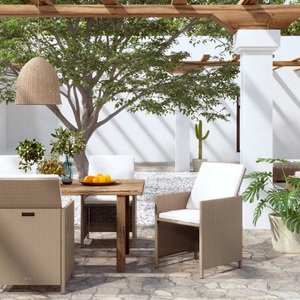 vidaXL, vidaXL Gartenstühle mit Kissen 4 Stk. Poly Rattan Beige, vidaXL Gartenstühle mit Kissen 4 Stk. Poly Rattan Beige
