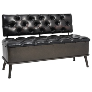 vidaXL, vidaXL Sitzbank mit Stauraum und Rückenlehne 110cm Schwarz Kunstleder, vidaXL Sitzbank mit Stauraum und Rückenlehne 110cm Schwarz Kunstleder