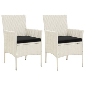 vidaXL, vidaXL Gartenstühle mit Kissen 2 Stk. Poly Rattan Weiß, vidaXL Gartenstühle mit Kissen 2 Stk. Poly Rattan Weiß