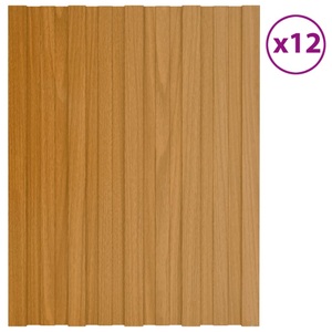 vidaXL, vidaXL Dachpaneele 12 Stk. Verzinkter Stahl Holzoptik Hell 60x45 cm, vidaXL Dachpaneele 12 Stk. Verzinkter Stahl Holzoptik Hell 60x45 cm