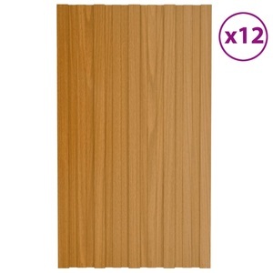 vidaXL, vidaXL Dachpaneele 12 Stk. Verzinkter Stahl Holzoptik Hell 80x45 cm, vidaXL Dachpaneele 12 Stk. Verzinkter Stahl Holzoptik Hell 80x45 cm