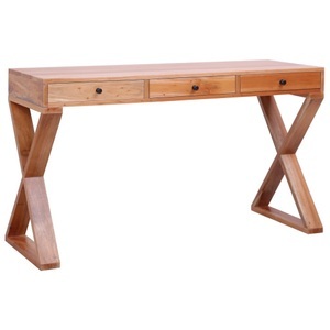 vidaXL, vidaXL Computertisch Natur 115x47x77 cm Massivholz Mahagoni, vidaXL Computertisch Natur 115x47x77 cm Massivholz Mahagoni