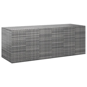 vidaXL, vidaXL Garten-Kissenbox PE Rattan 291x100,5x104 cm Grau, vidaXL Garten-Kissenbox PE Rattan 291x100,5x104 cm Grau