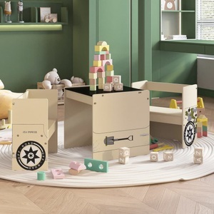 vidaXL, vidaXL 3-tlg. Kindertisch und Stuhl Set Geländewagen-Design MDF, vidaXL 3-tlg. Kindertisch und Stuhl Set Geländewagen-Design MDF